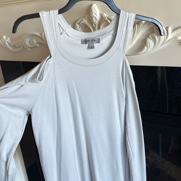 Soft Gray Knit Tunic Comfy Short Dress Mini Reaction Kenneth Cole Womens Small - Picture 7 of 8